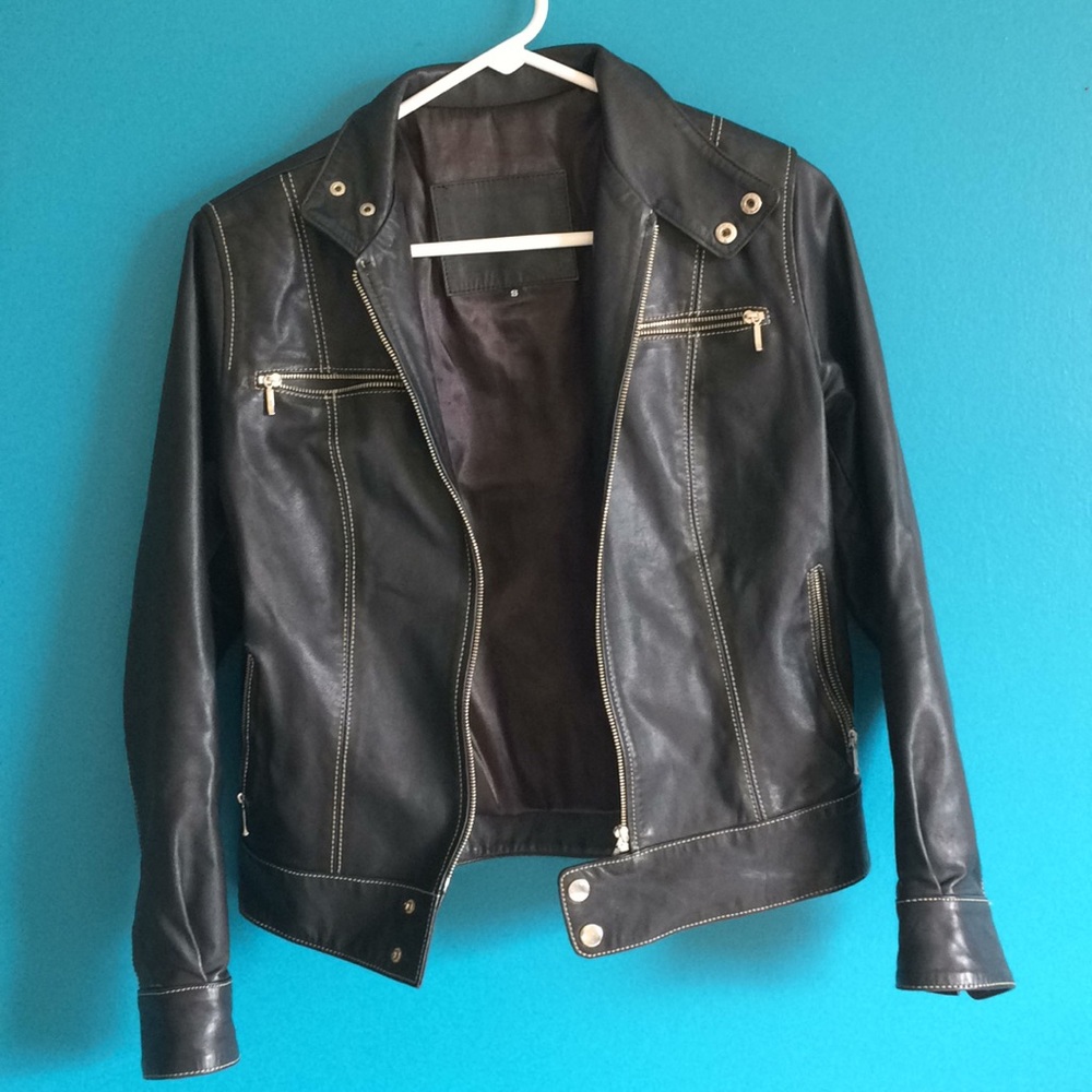 Faux leather moto jacket